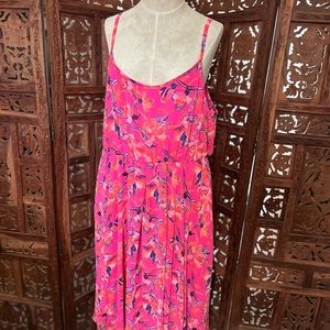 NWT Torrid size 2x pink floral chiffon sundress adjustable straps elastic waist
